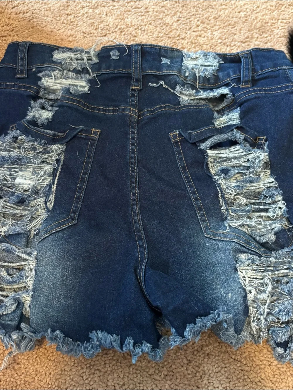 Dark Blue Distressed Denim Women’s Shorts